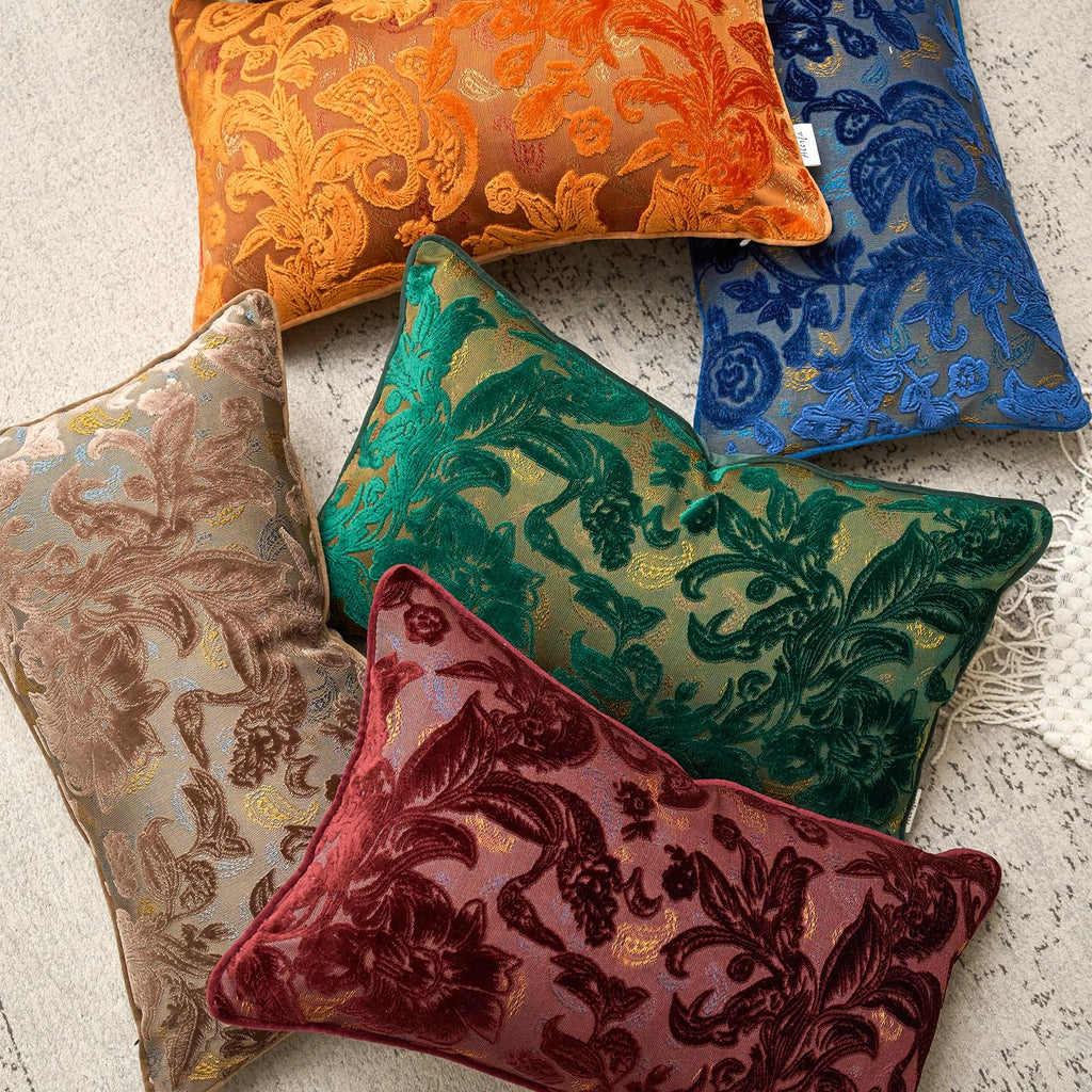 Vintage Floral Cut-Velvet Pillow Cover