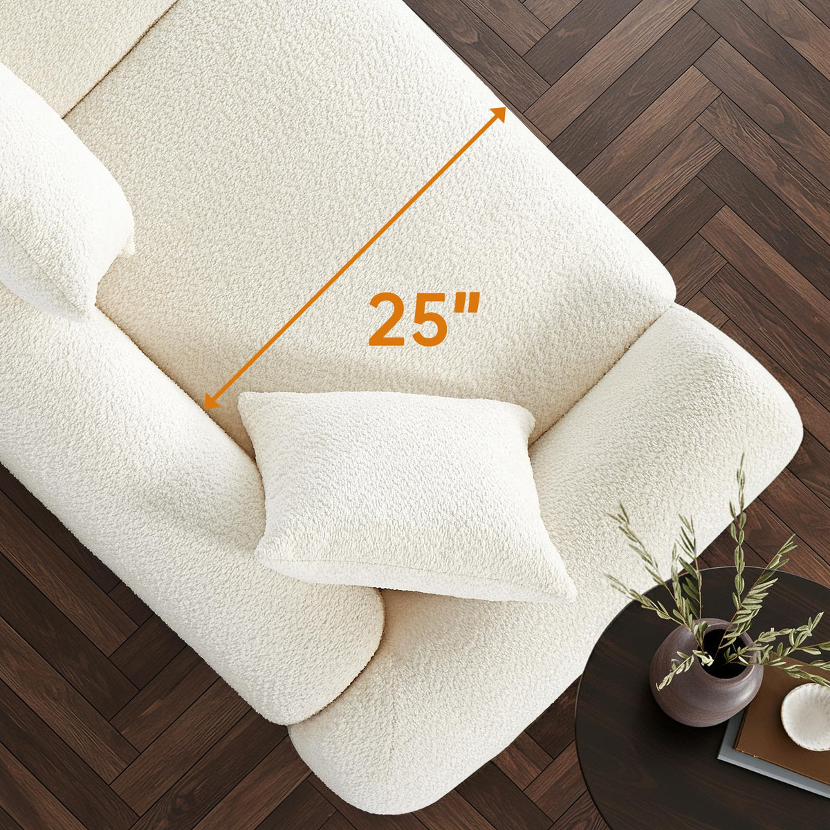 Morden Fort Boucle Chair, Upholstered Accent Chair Tilted Wooden Leg, White