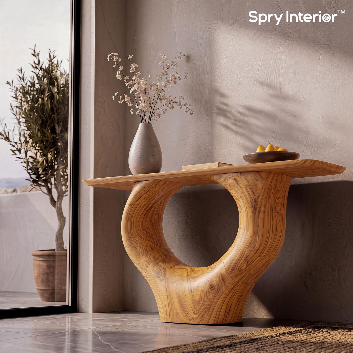 Monkey Pod Console Table No. 07, Hand-Carved Live Edge