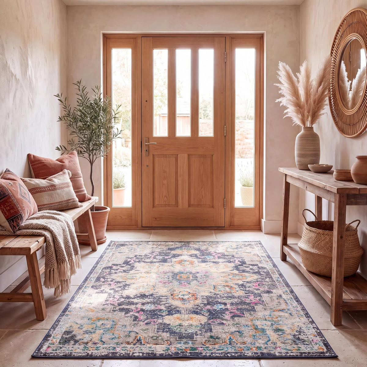 SAFAVIEH Madison Area Rug 8'x10', Traditional Ivory & Light Blue MAD473D