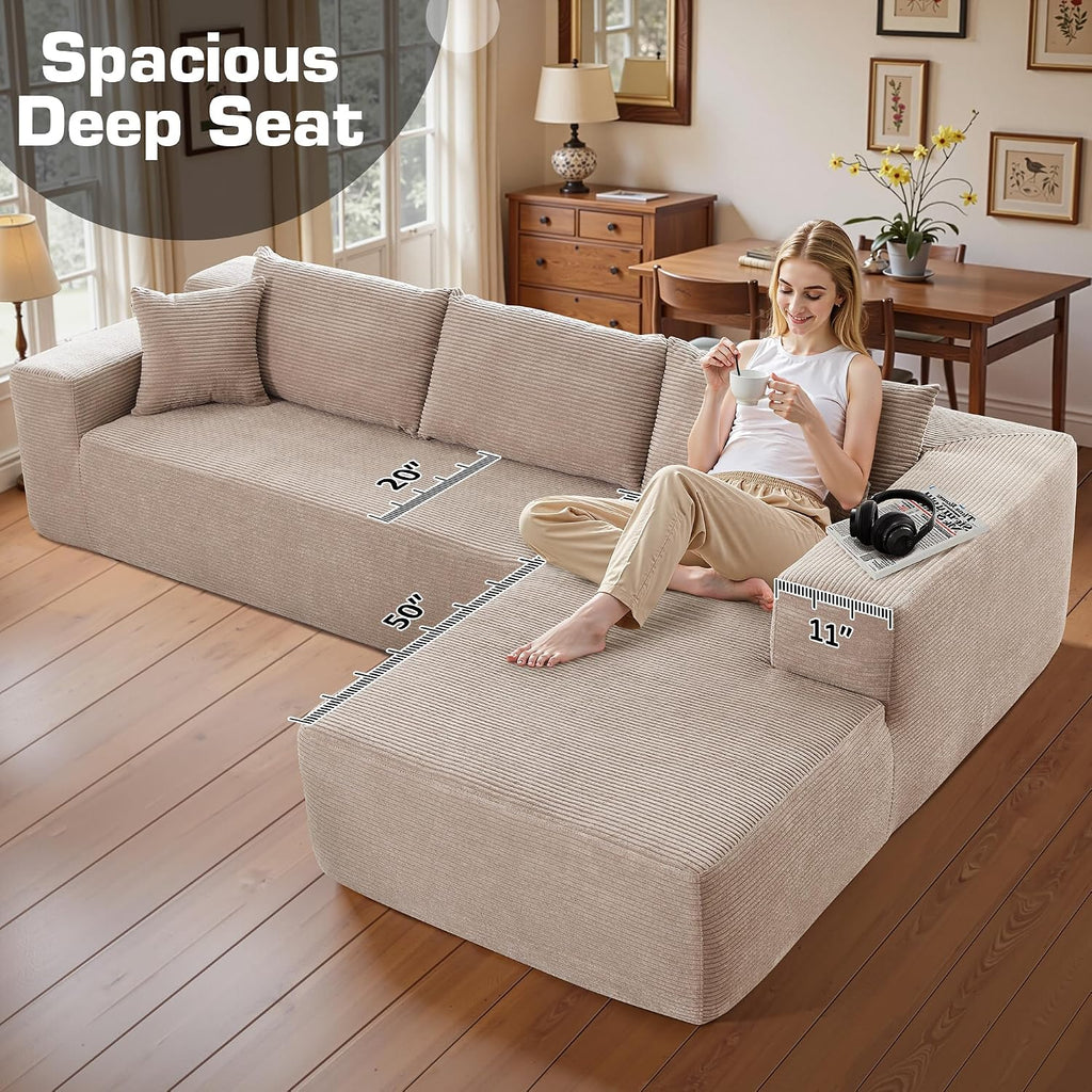 106" Cloud Sectional Couch with Chaise Lounge