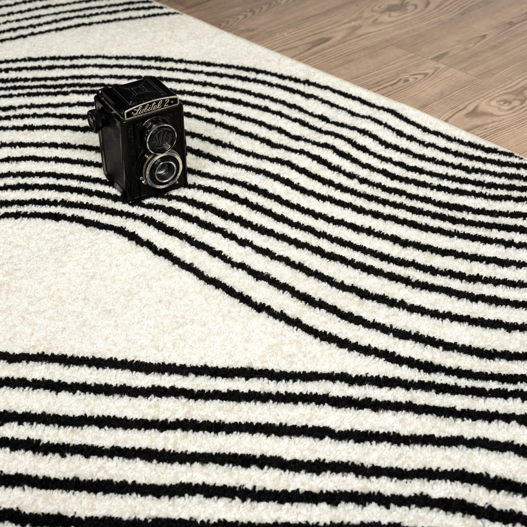 Abani Cream and Black Swirl Area Rug