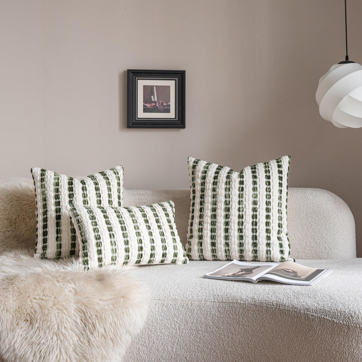 Striped Chenille Pillow Covers