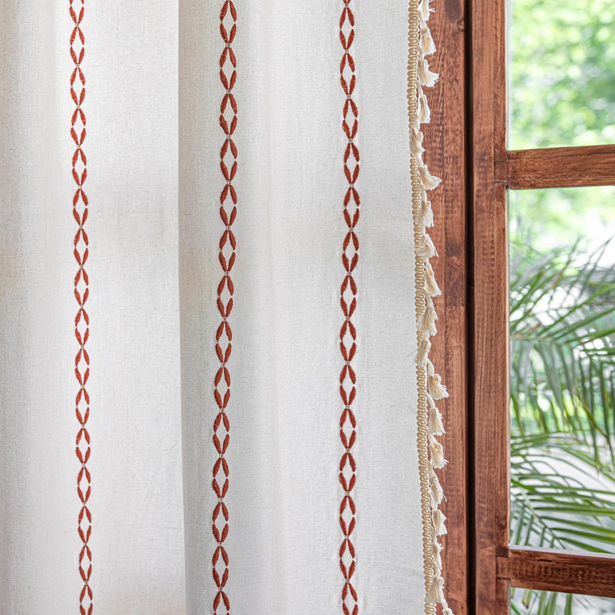 Boho Tassel Rod-Pocket Curtain Panel