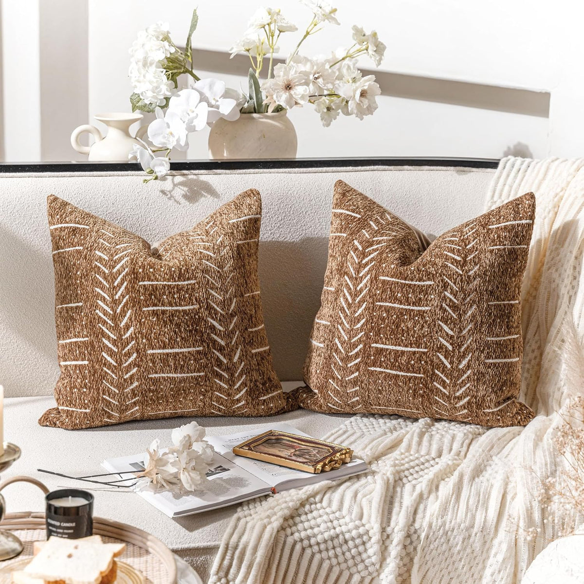 Decorative Throw Pillow Covers 18X18 Set of 2