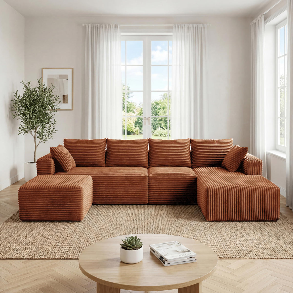 118" Modular Sectional Sofa with Chaise&Ottoman