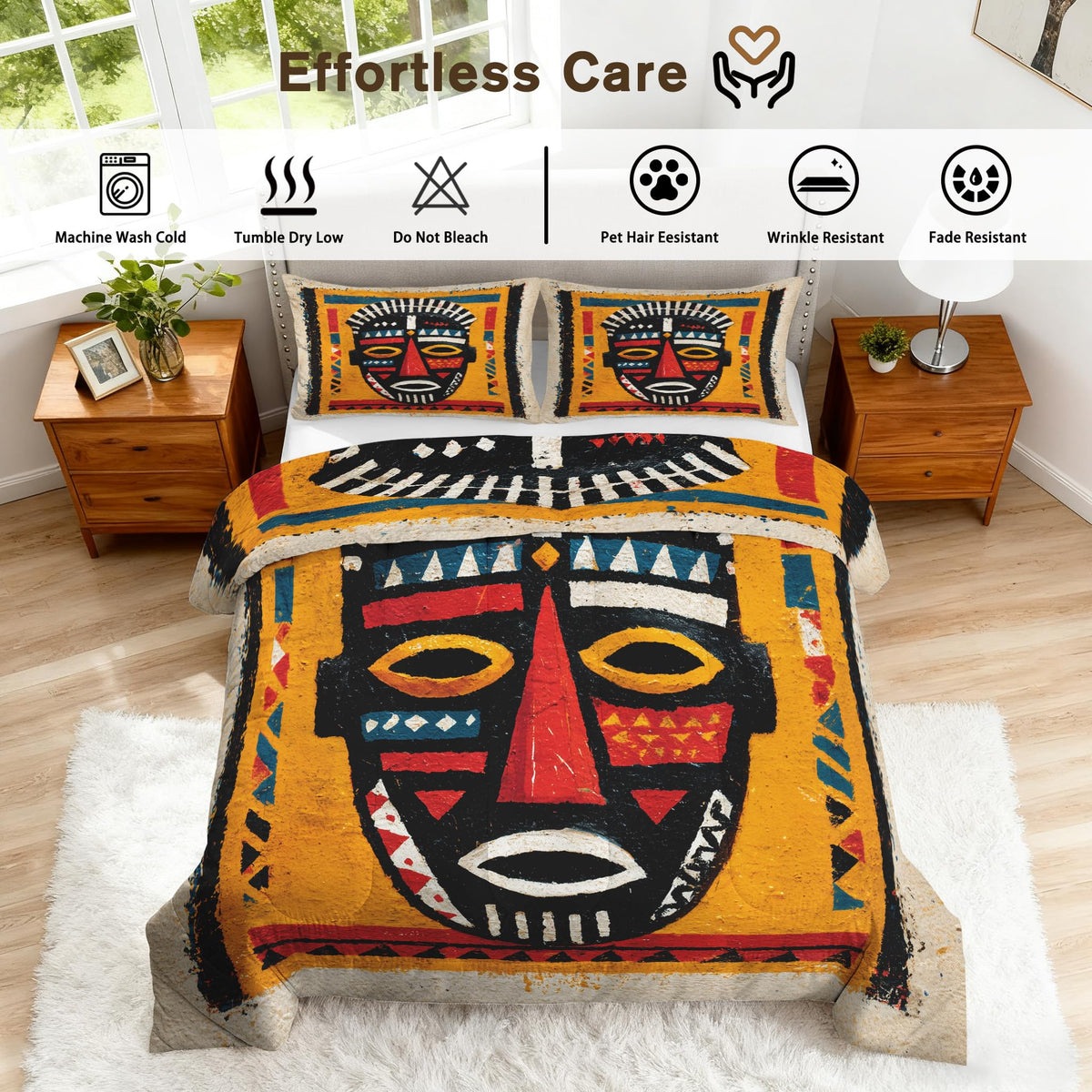 Patchwork Geometric Queen Size Comforter Sets 3 Piece