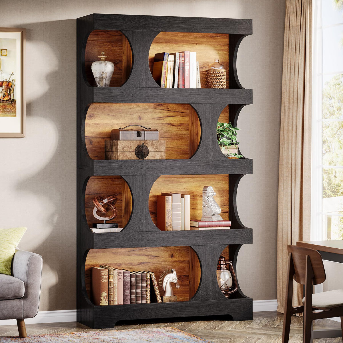 71-Inch Asymmetrical 4-Tier Bookcase