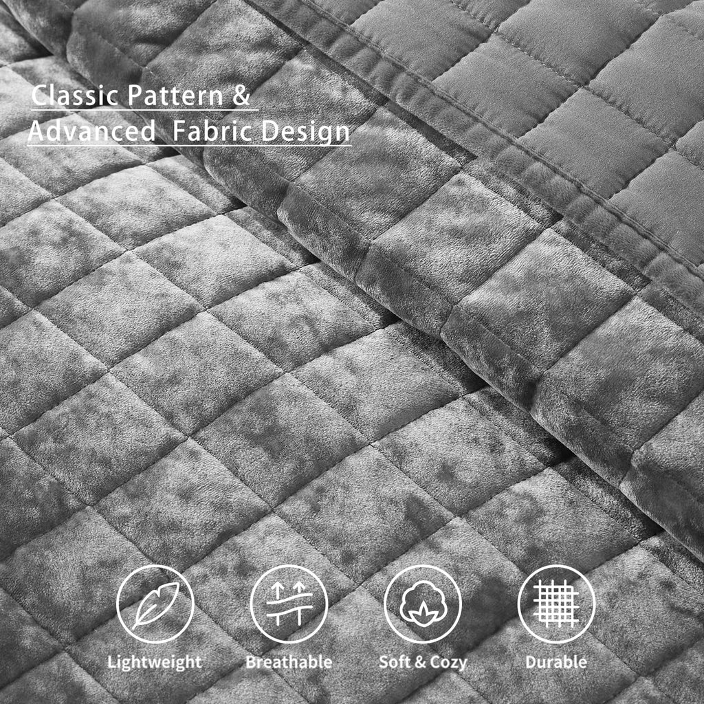 LEAONME Velvet Quilt King Size-98''x106''