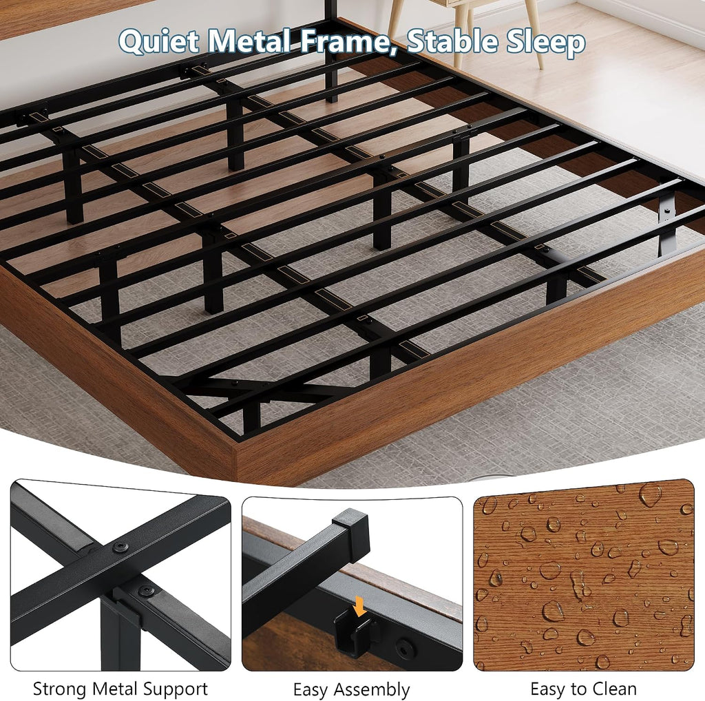 GalnFu King Size Floating Bed Frame with LED Lights