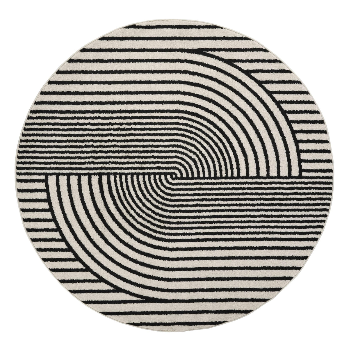 Abani Nuevo Collection Area Rug - Mid-Century Black & Ivory Arch Knot Design - 5' x