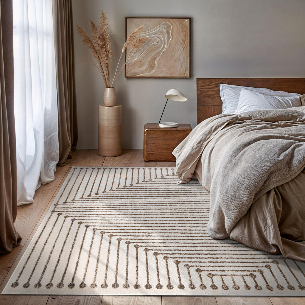 Rugshop Contemporary Bohemian Stripe Area Rug 7'10" x 10' Black
