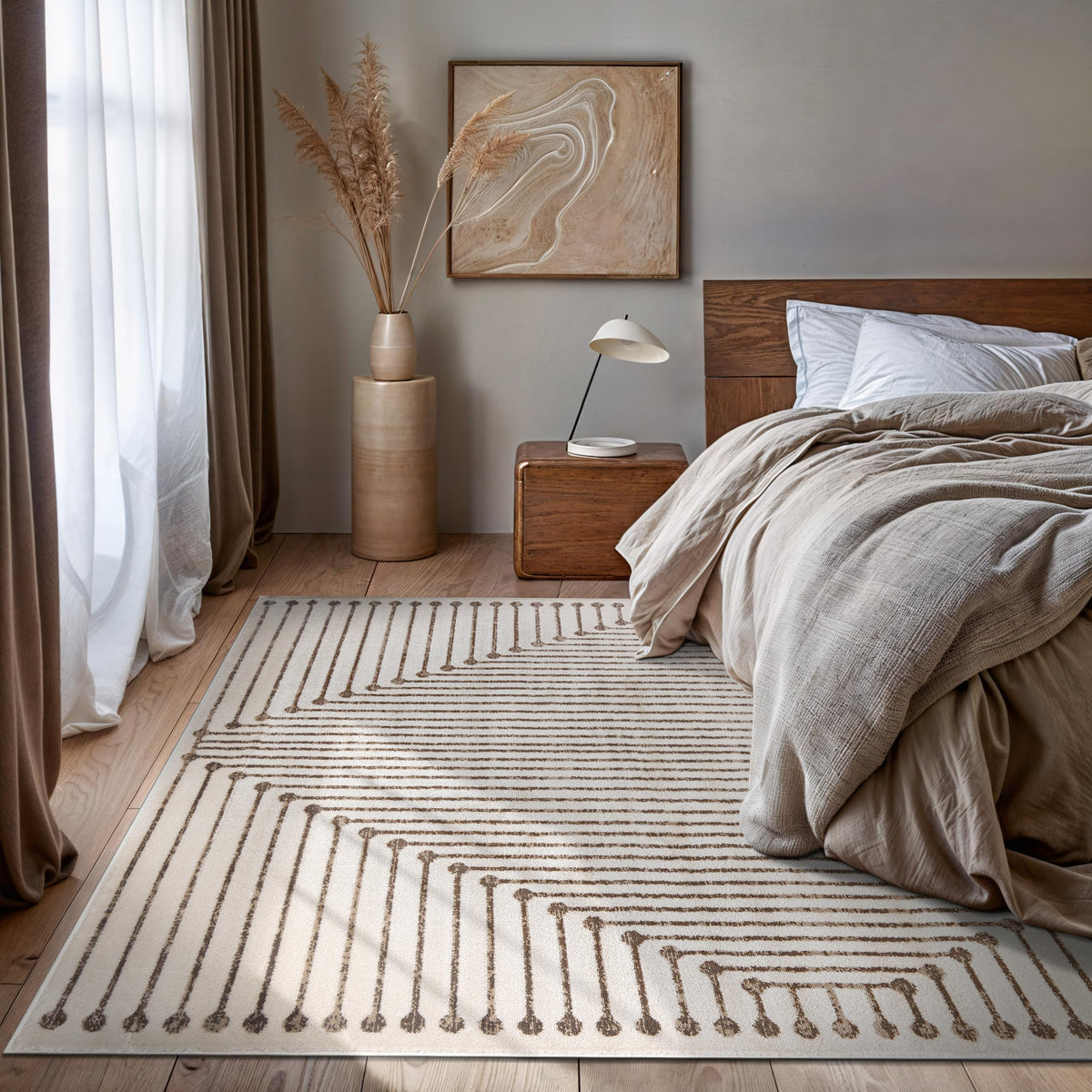 Rugshop Contemporary Bohemian Stripe Area Rug 7'10" x 10' Black