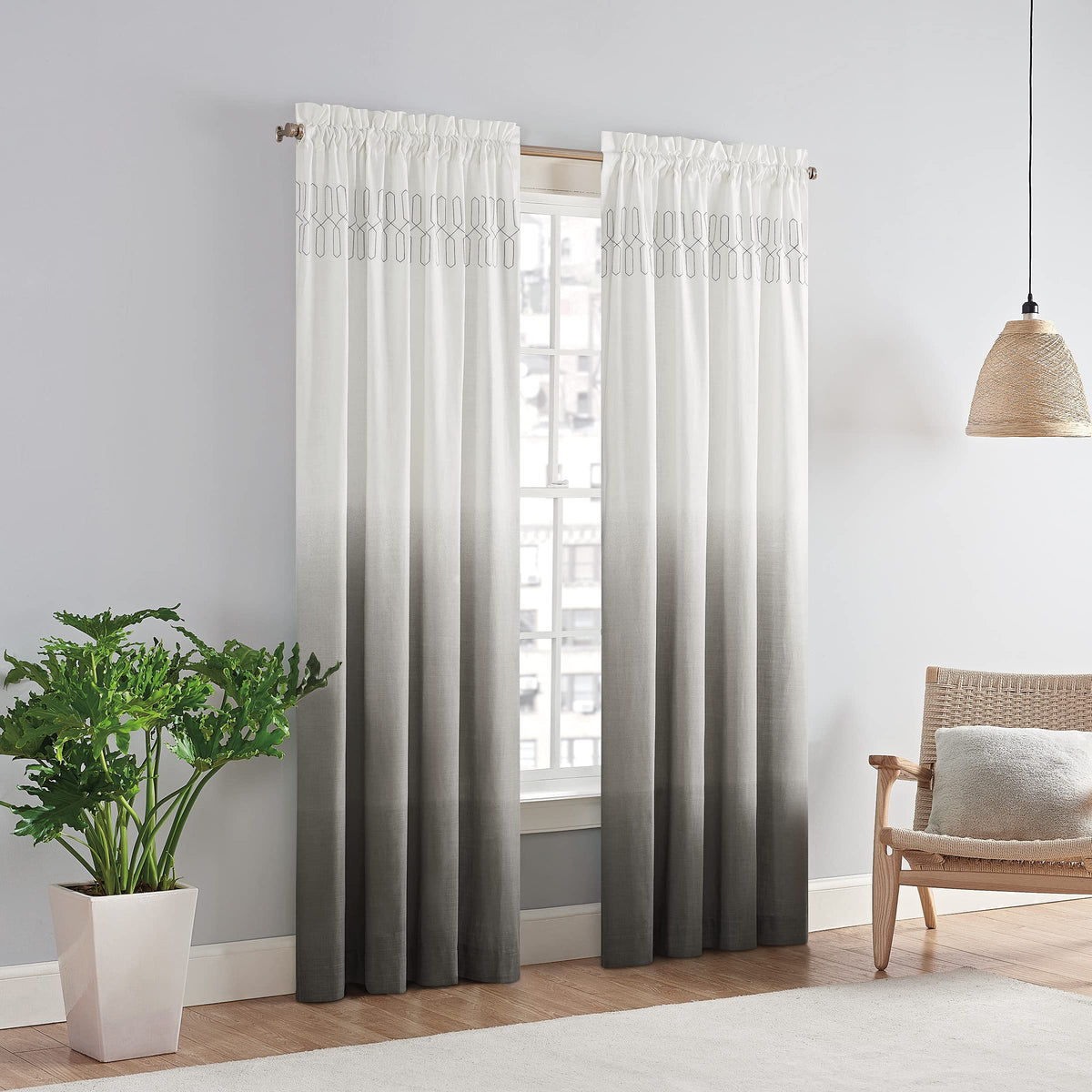Boho Ombre Rod-Pocket Curtain Panel