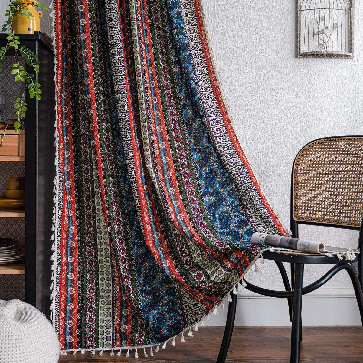 Boho Geometric Tassel Curtain Panel