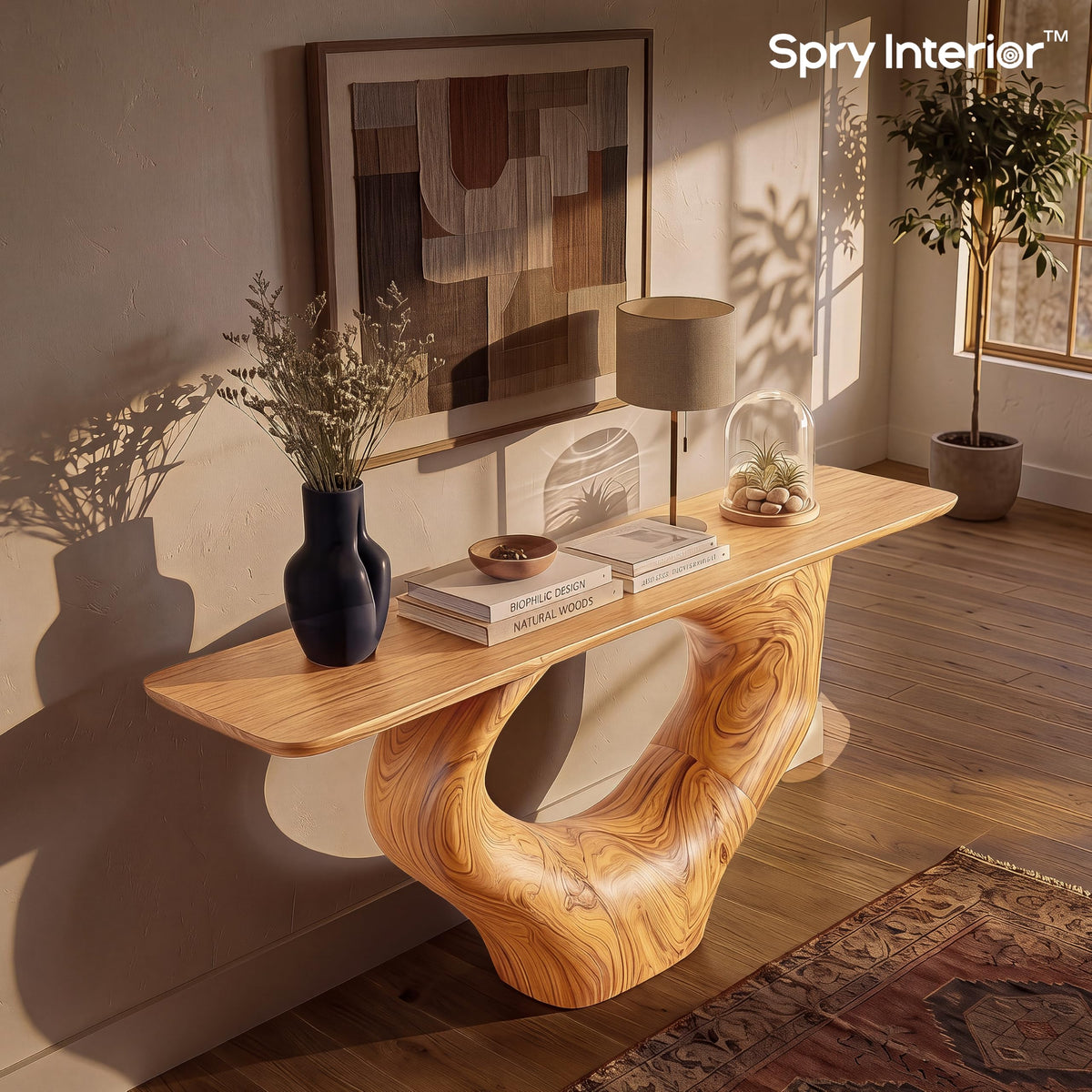 Monkey Pod Console Table No. 07, Hand-Carved Live Edge