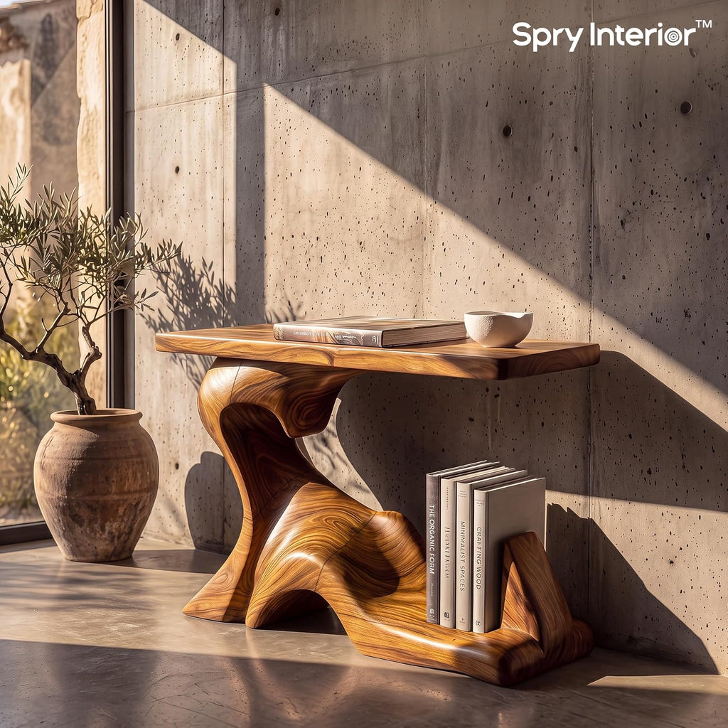 Monkey Pod Console Table No. 10, Hand-Carved Live Edge