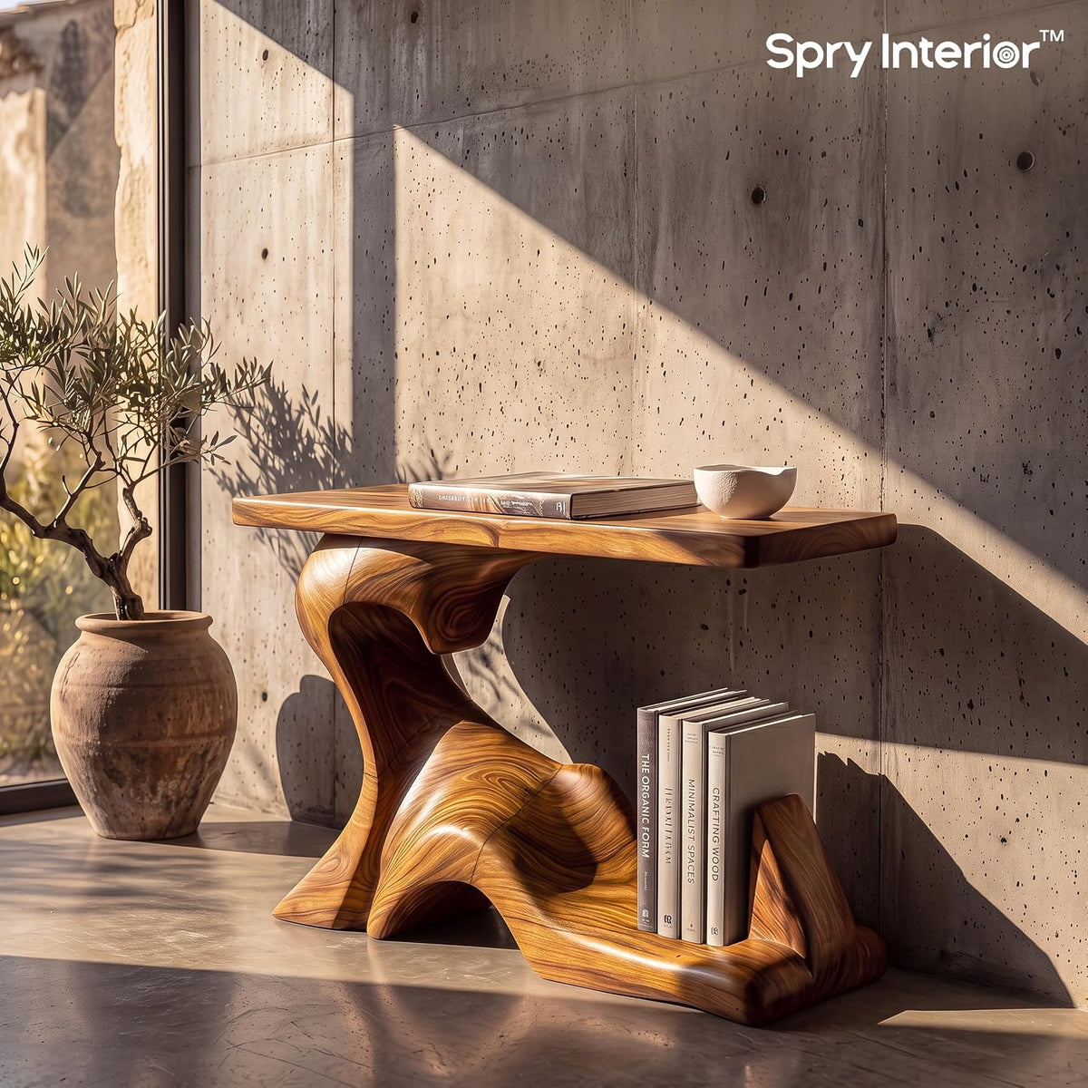 Monkey Pod Console Table No. 10, Hand-Carved Live Edge