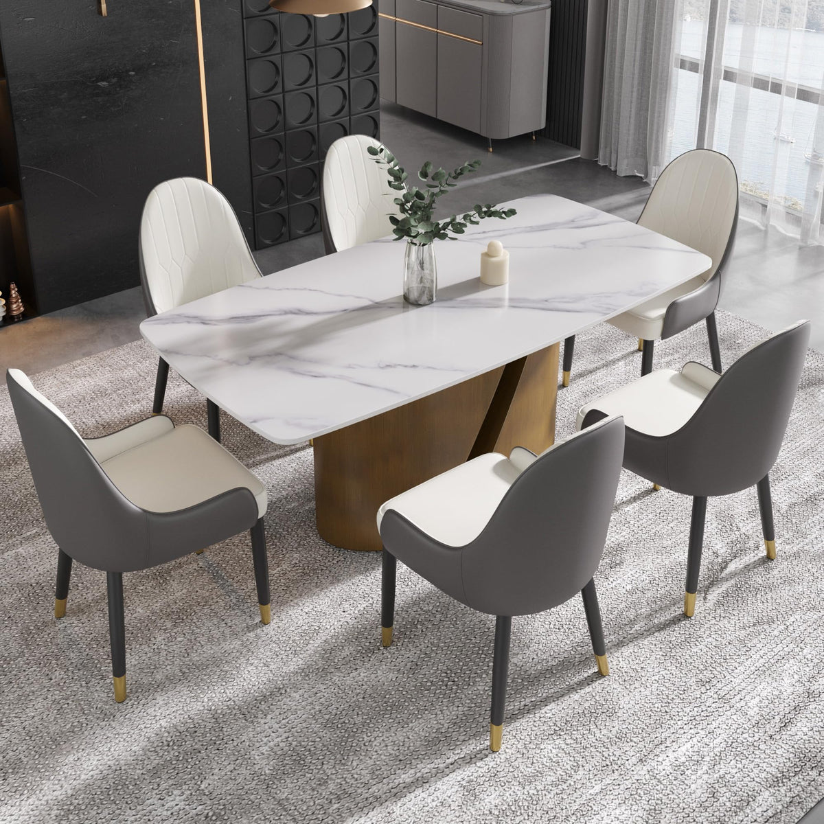White Sintered-Stone Dining Table