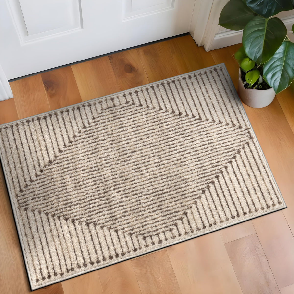 Rugshop Contemporary Bohemian Stripe Area Rug 7'10" x 10' Black