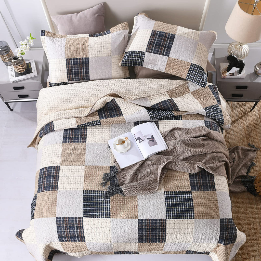 PANGUSHAN 100% Cotton Quilt Set Queen Size