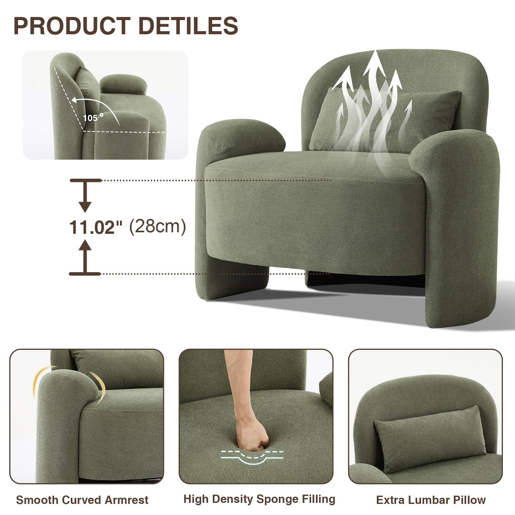 LOULENS Accent Chair Set of 2, Linen Fabric Lounge Armchair, Yellow