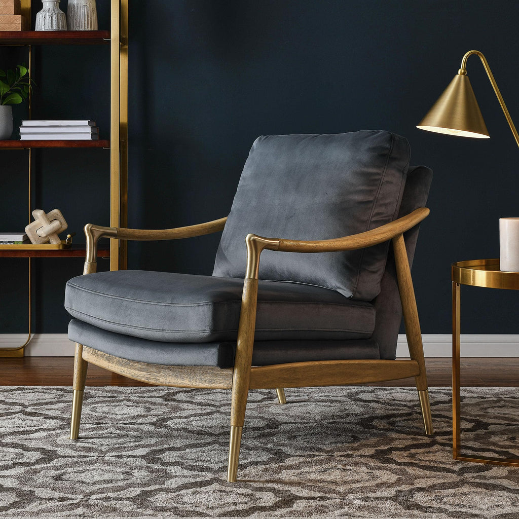 Modway Langford Stain-Resistant Performance Velvet Armchair – Mid Century Modern