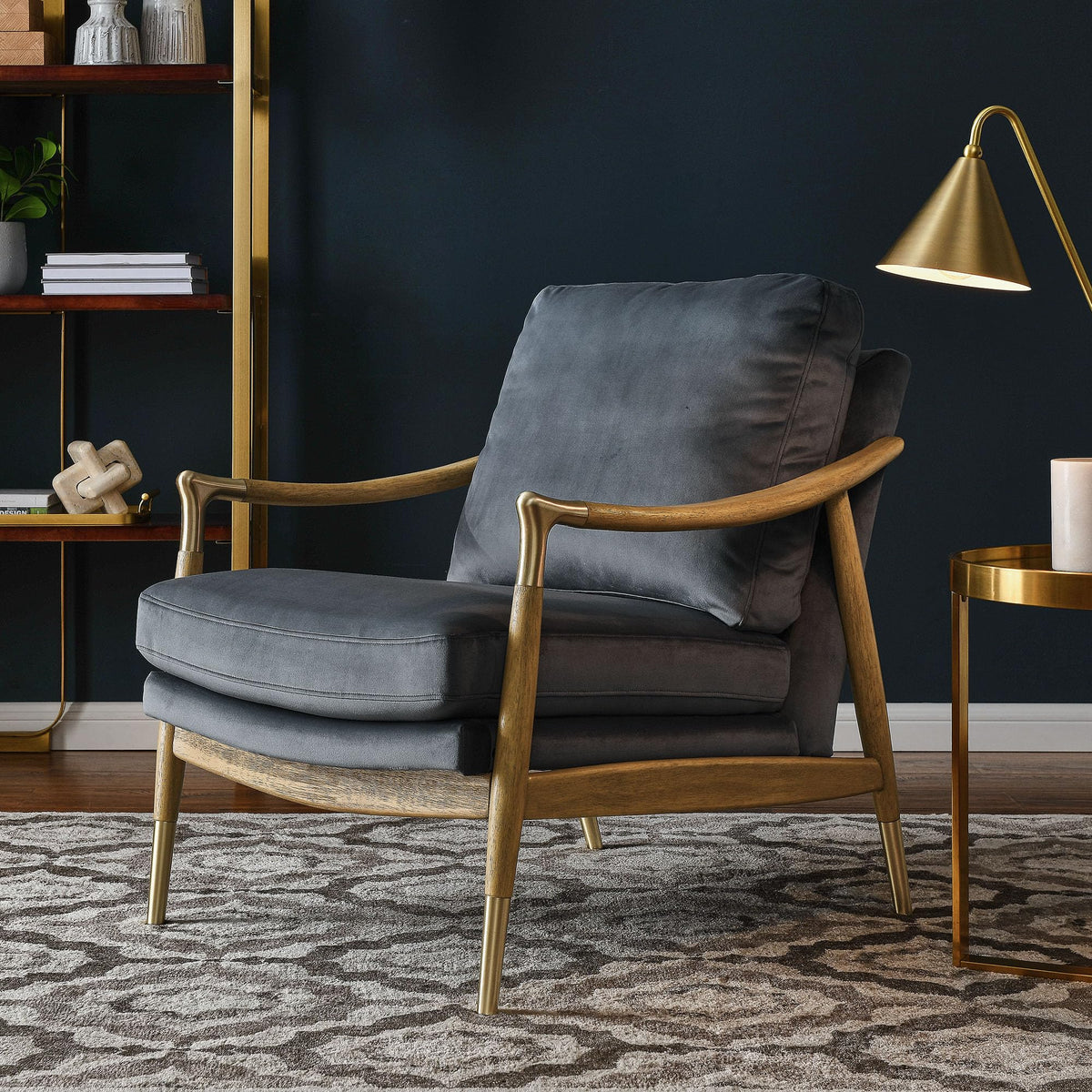 Modway Langford Stain-Resistant Performance Velvet Armchair – Mid Century Modern