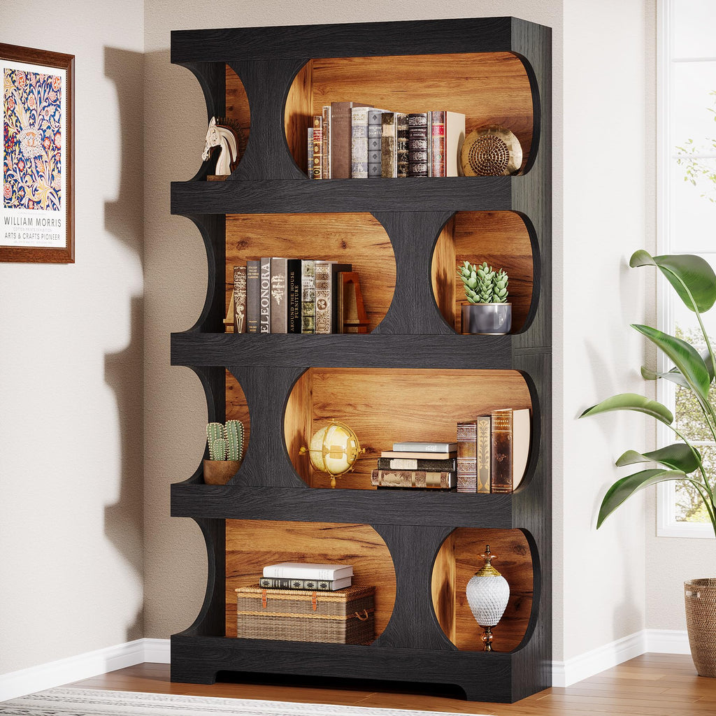 71-Inch Asymmetrical 4-Tier Bookcase