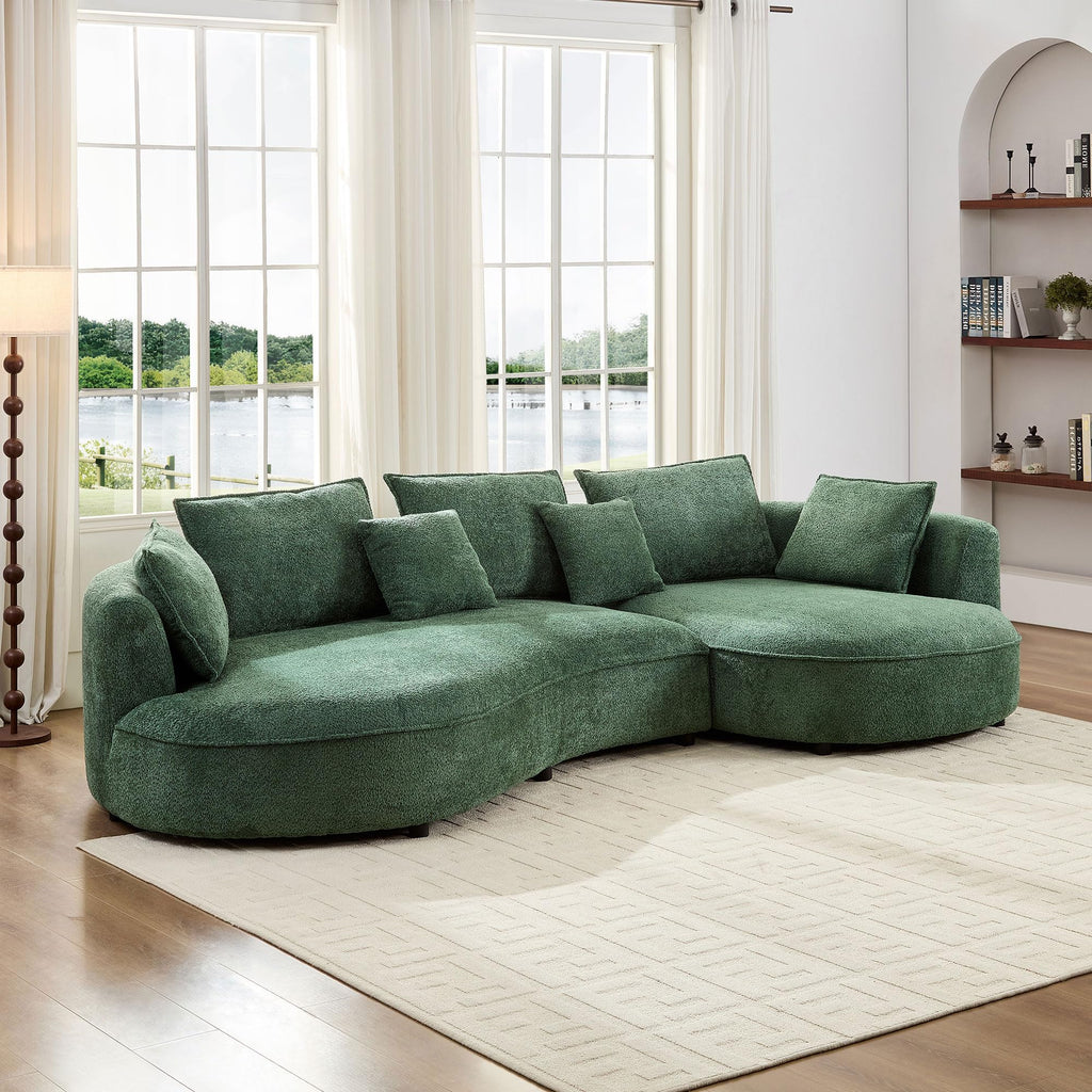 102.36" Curved Sectional Sofa, Gray Velvet 4-Seat Couch
