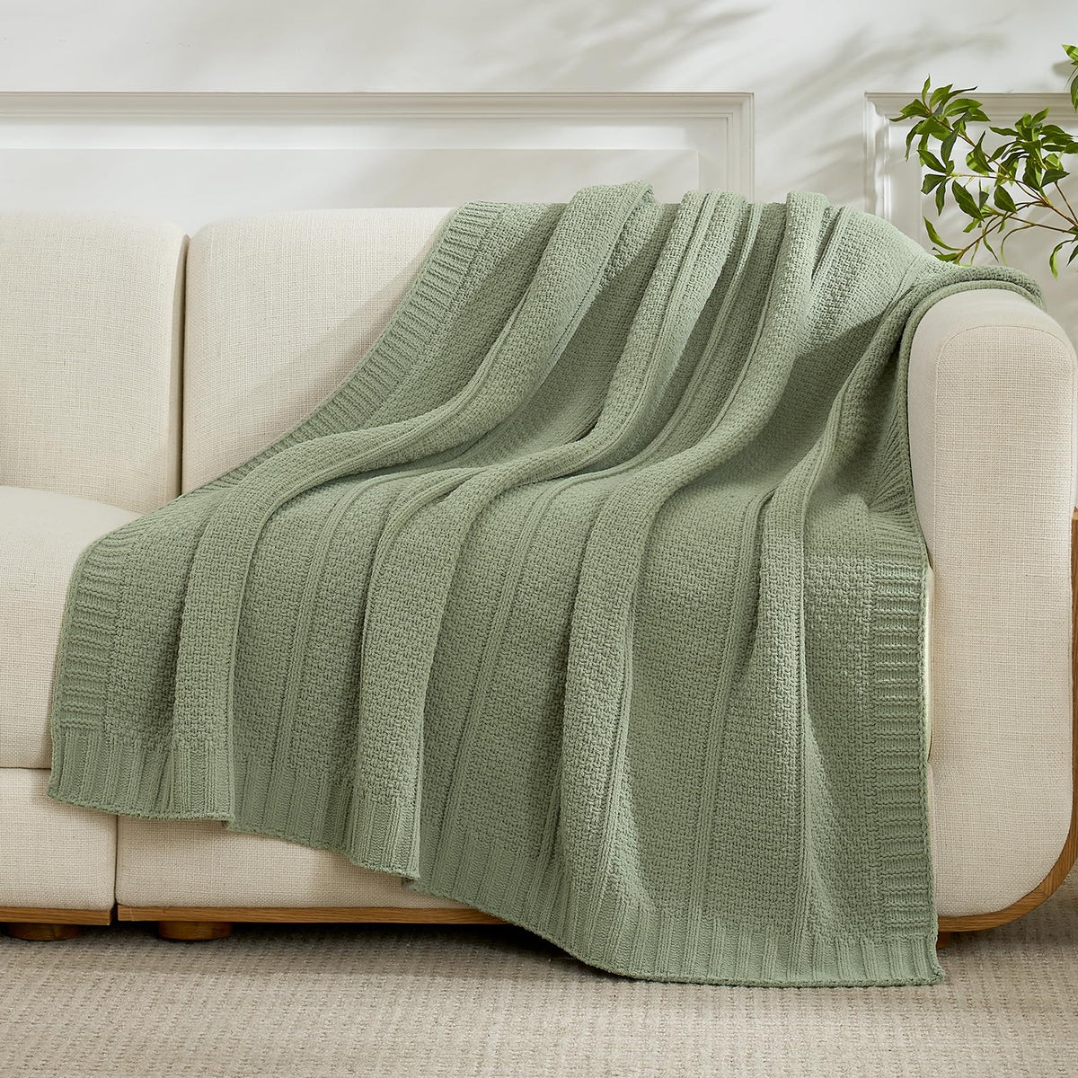 Moss-Stitch Chenille Throw Blanket
