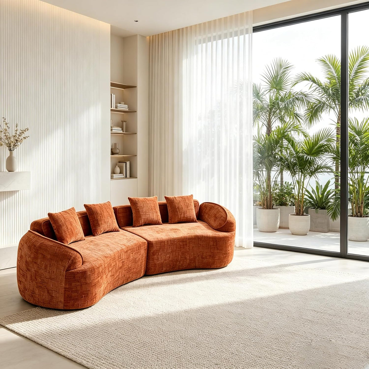 Curved Boneless Cloud Sofa with Pillows
