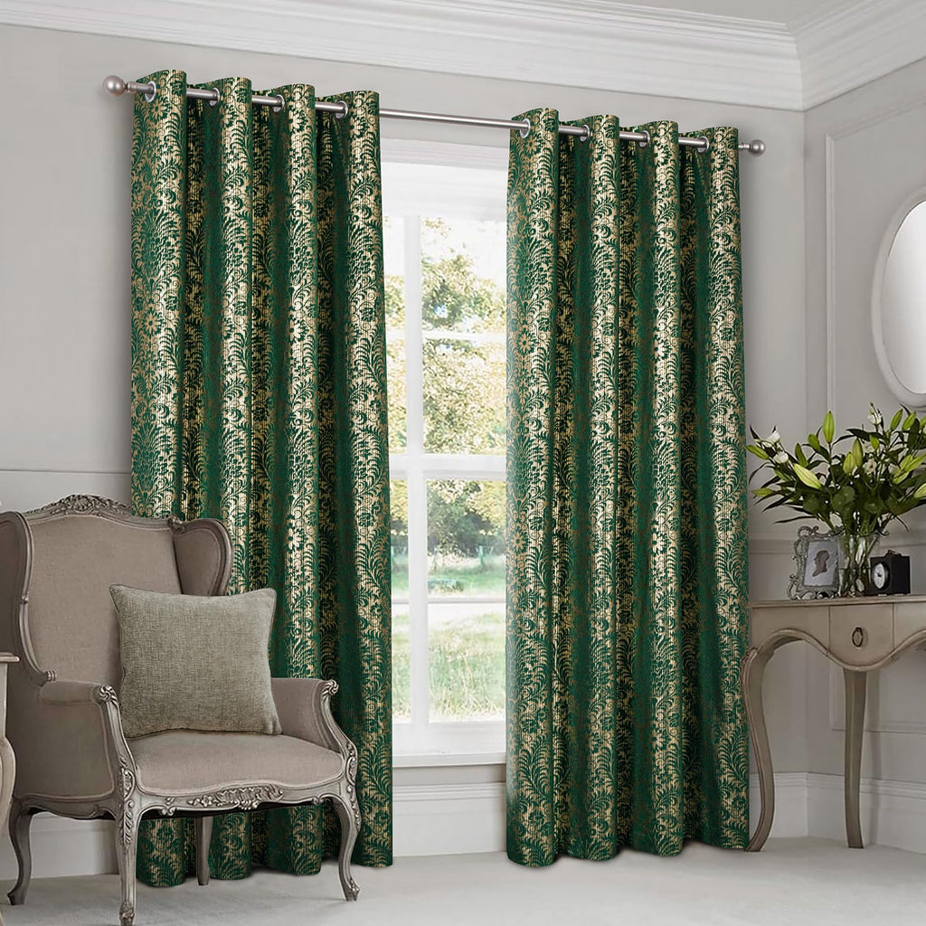 Damask Foil-Print Velvet Blackout Curtains