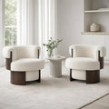 Bouclé Swivel Barrel Accent Chairs – Set of 2