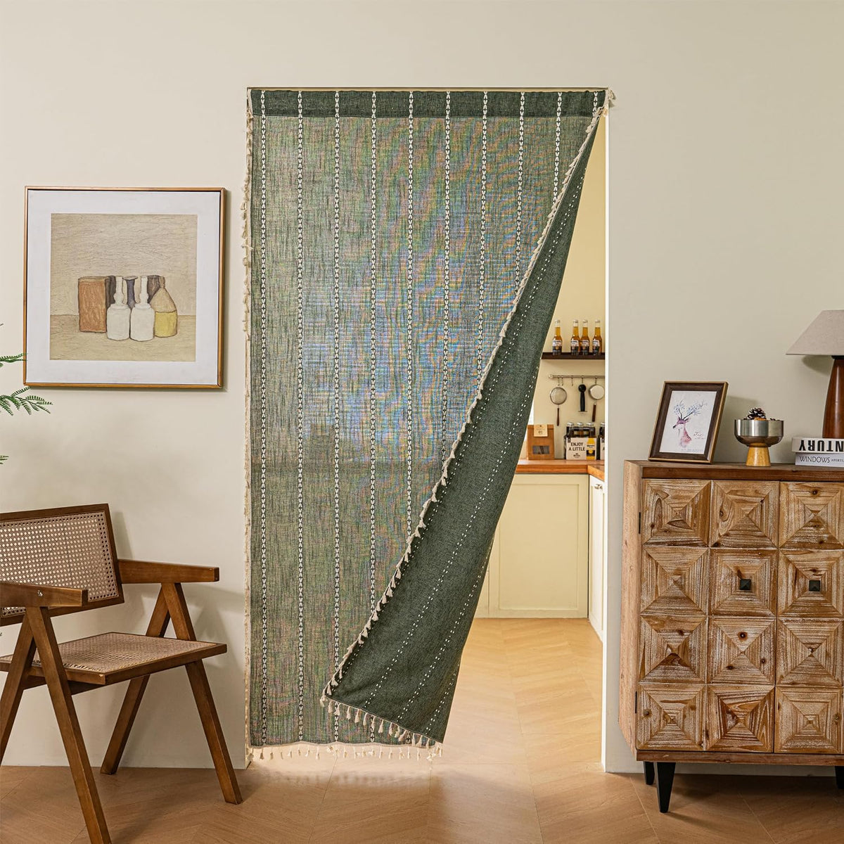 Boho Tassel Rod-Pocket Curtain Panel