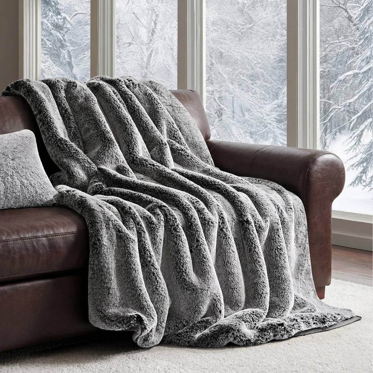 Faux Chinchilla-Fur Throw Blanket