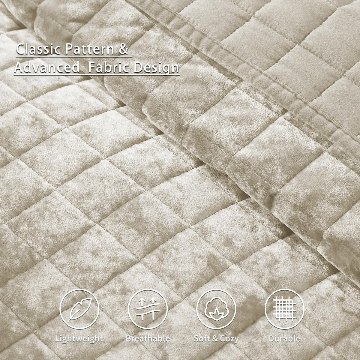 LEAONME Velvet Quilt King Size-98''x106''