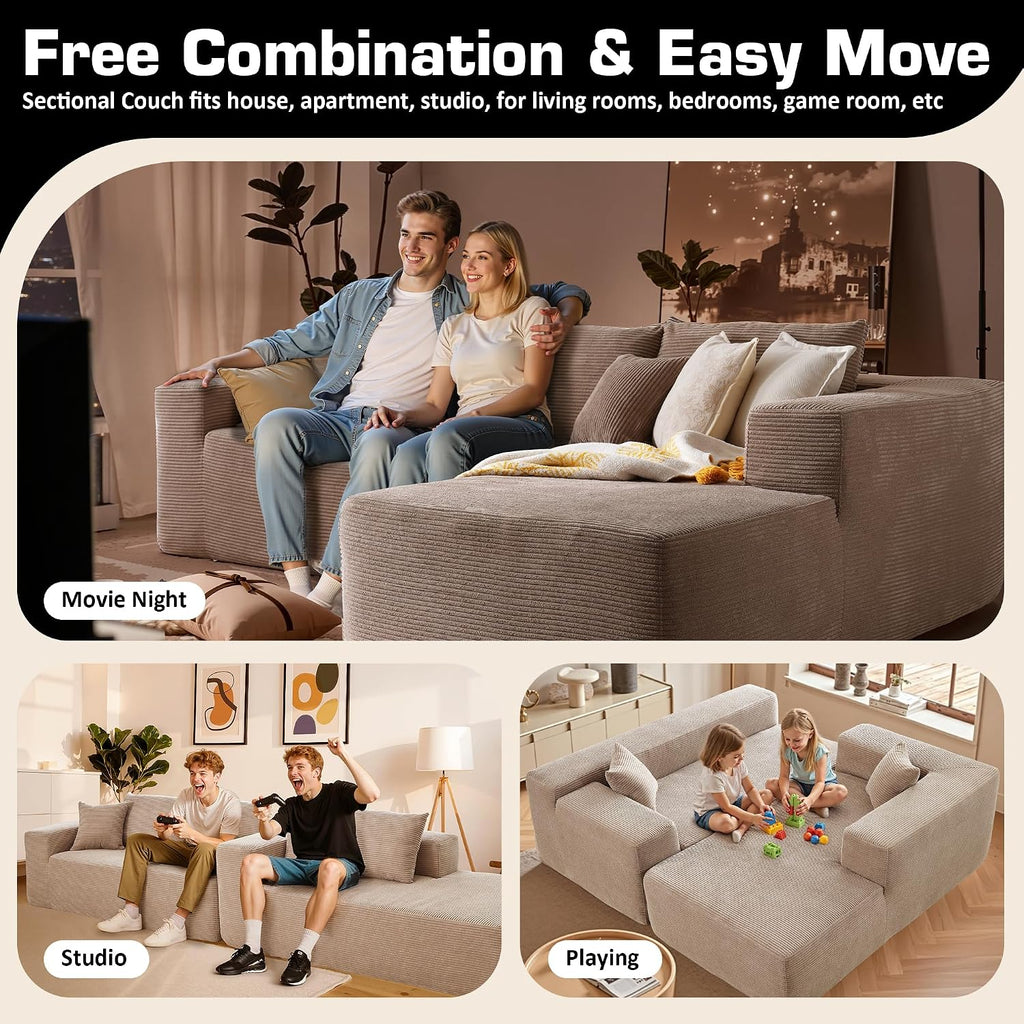 106" Cloud Sectional Couch with Chaise Lounge