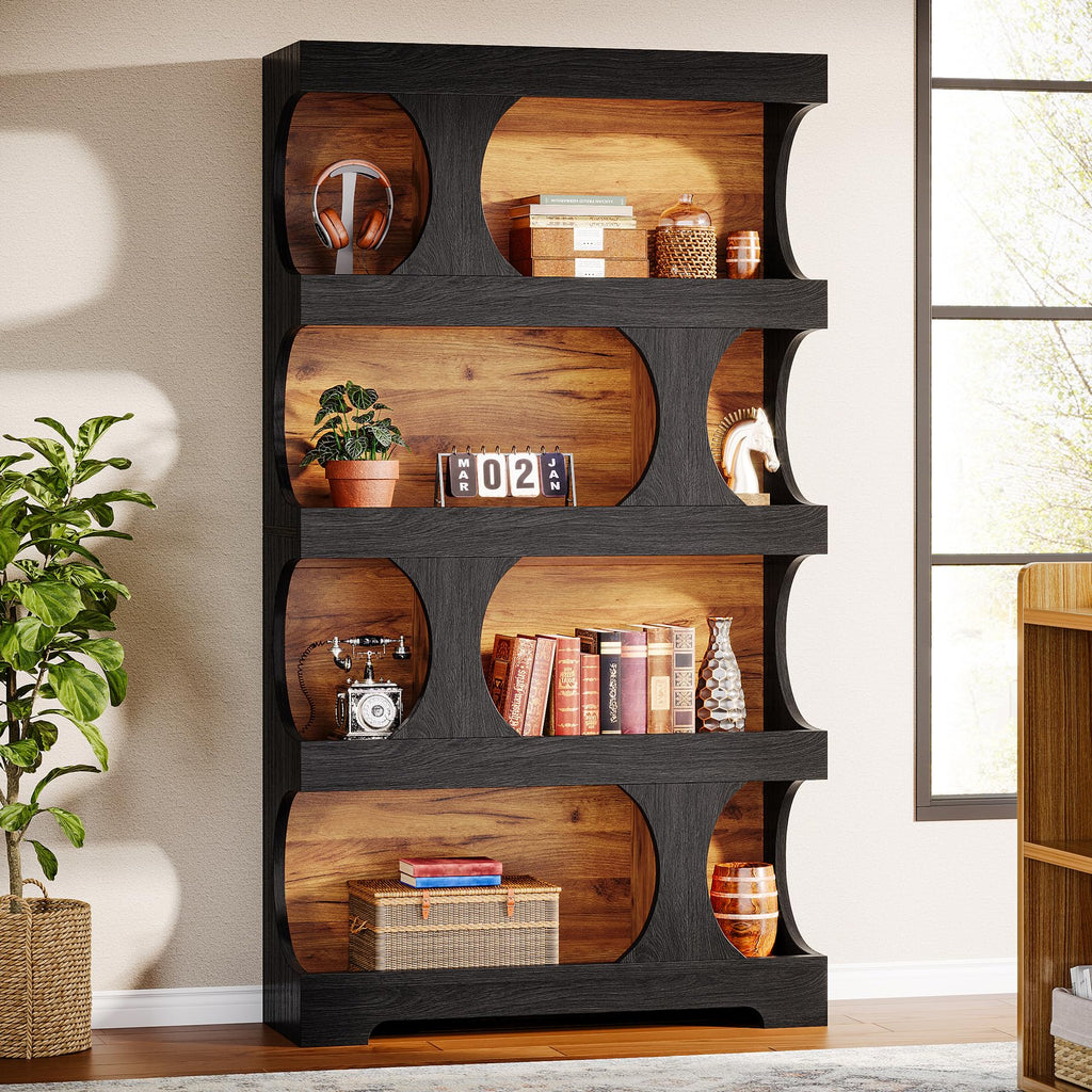 71-Inch Asymmetrical 4-Tier Bookcase