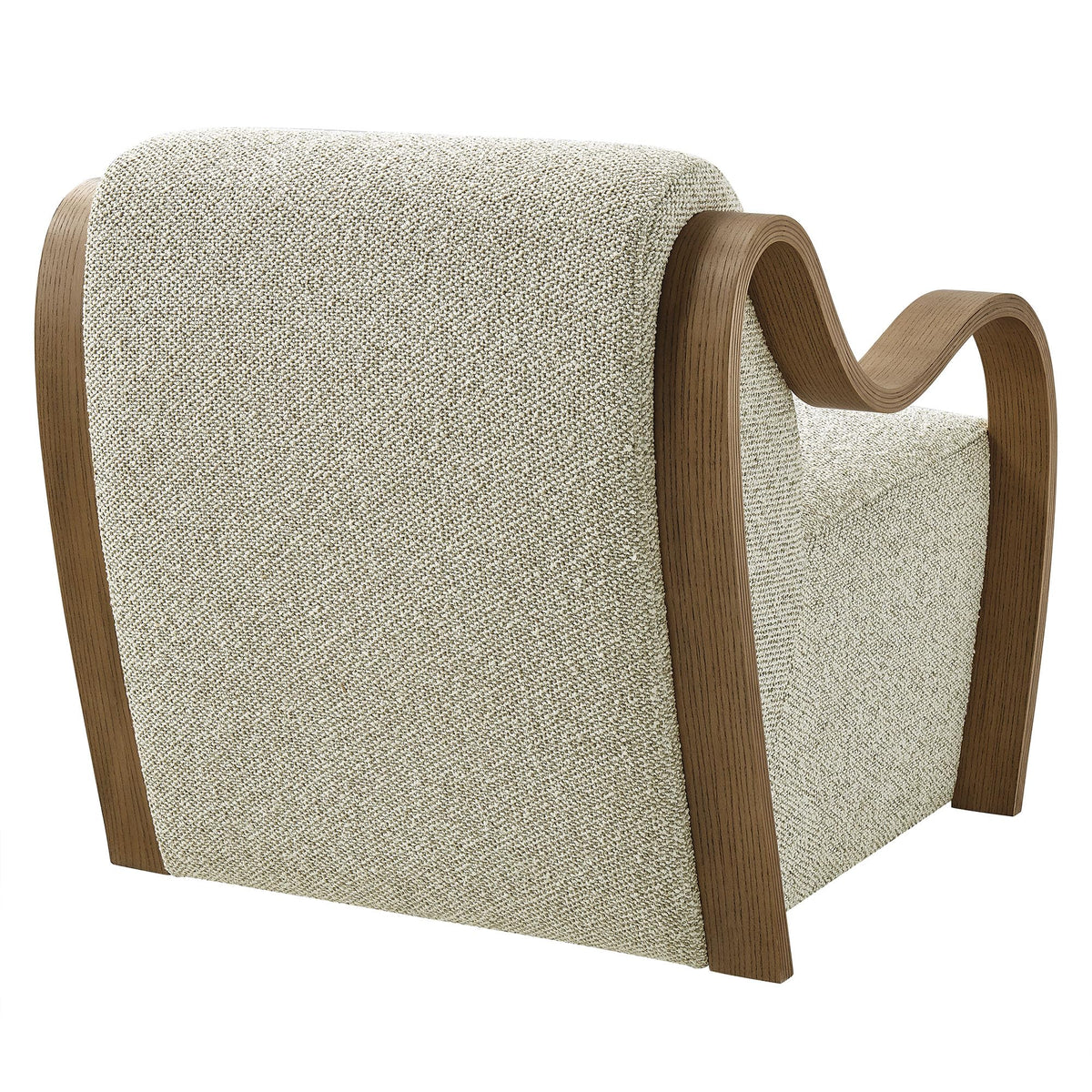 Modway Atrium Boucle Upholstered Lounge Chair in Cream with Sculptural Bentwood