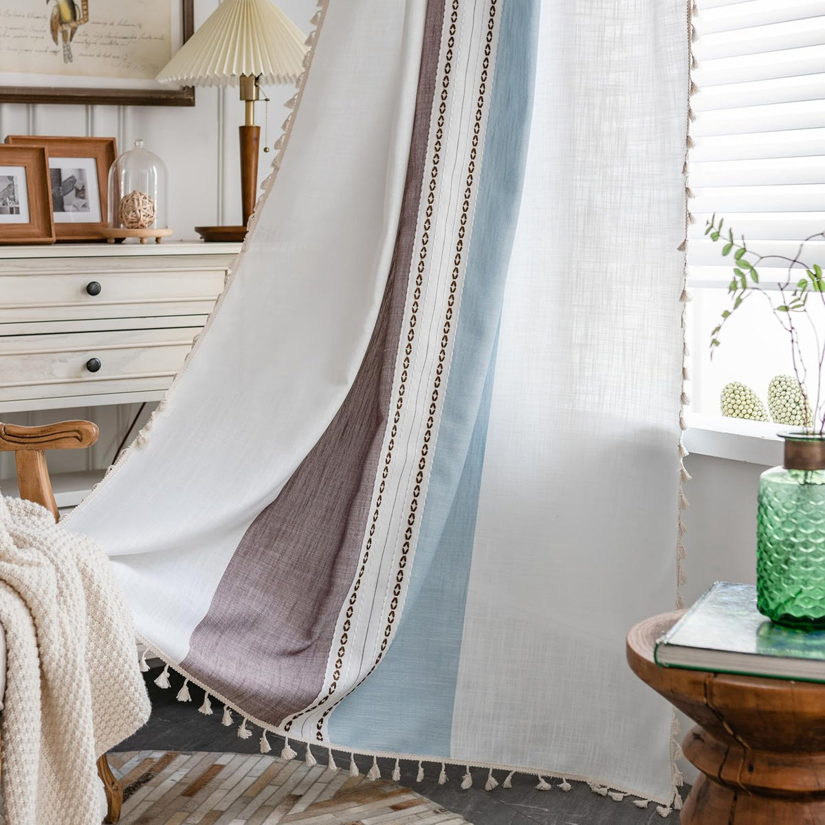 Boho Tassel Rod-Pocket Curtain Panel