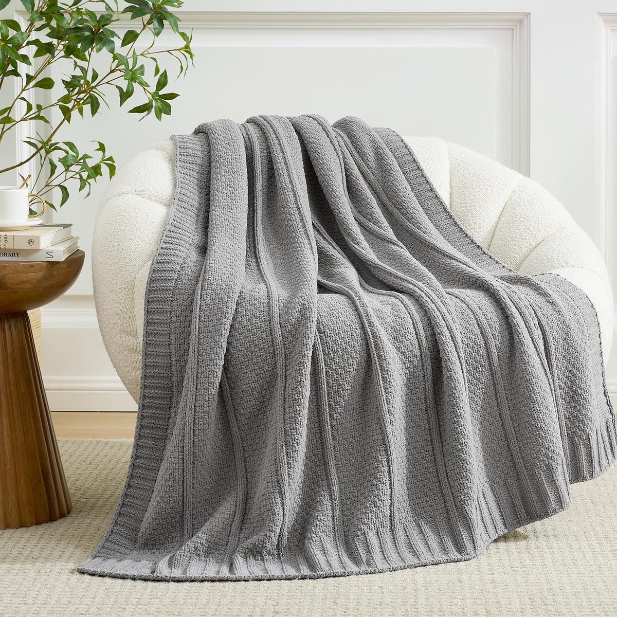 Moss-Stitch Chenille Throw Blanket
