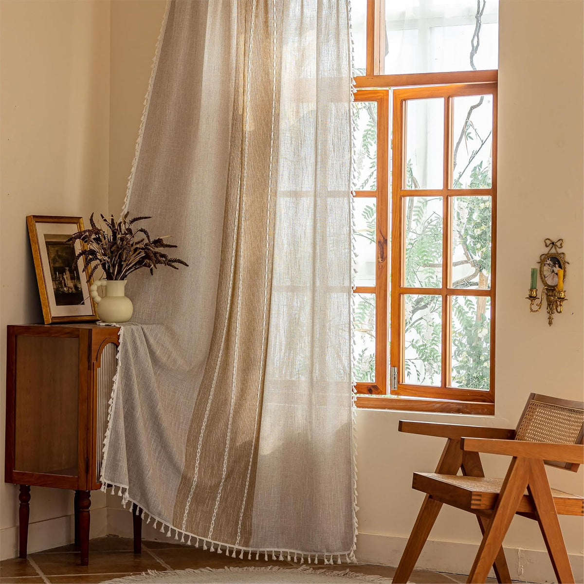 Boho Tassel Rod-Pocket Curtain Panel