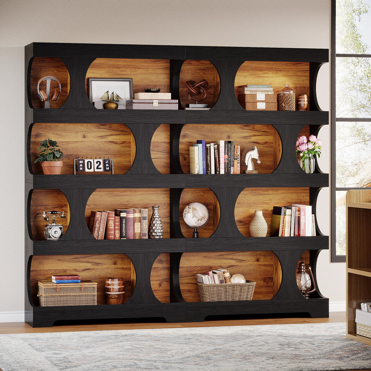 71-Inch Asymmetrical 4-Tier Bookcase