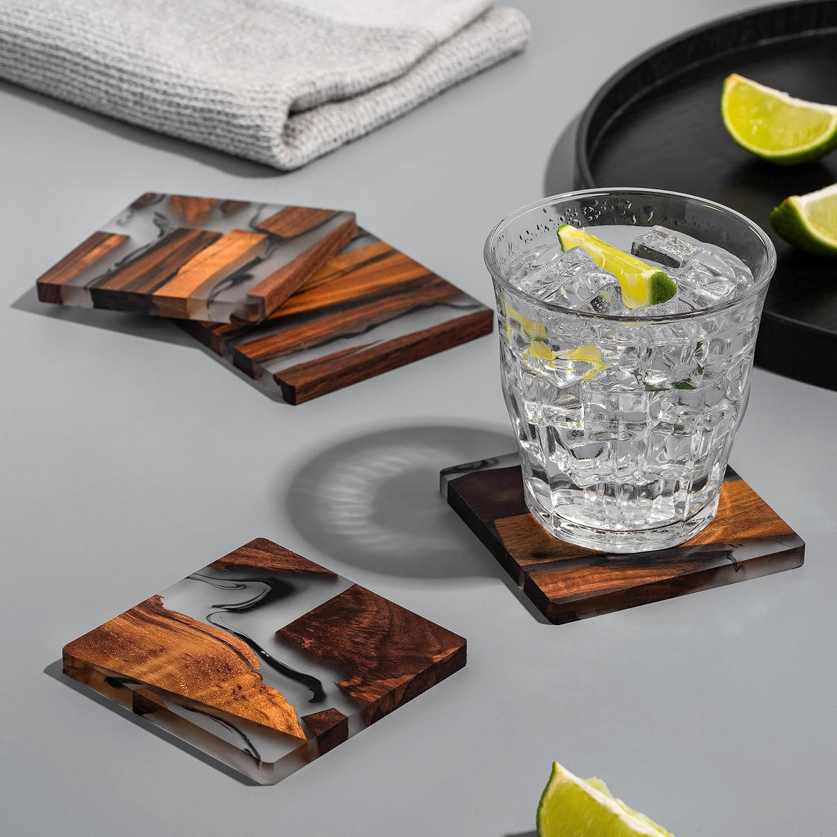 Walnut Coaster Set with Holder