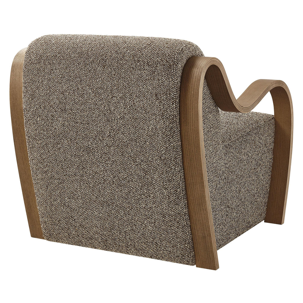 Modway Atrium Boucle Upholstered Lounge Chair in Cream with Sculptural Bentwood