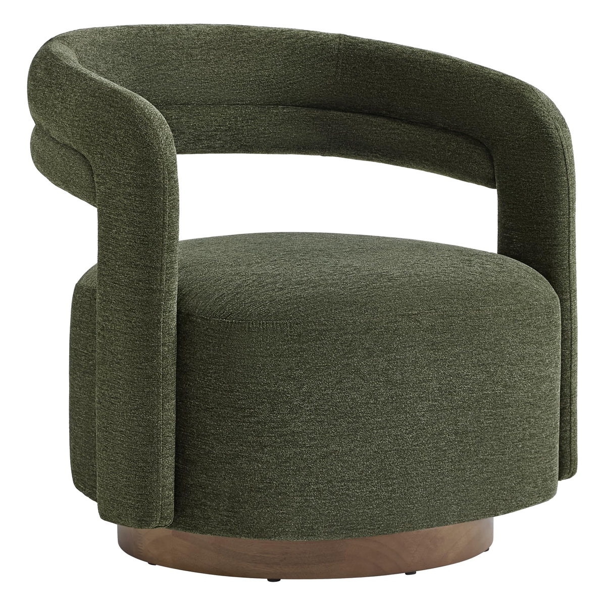 KISLOT, Swivel Accent Chair, Modern Arm Chair with Wooden Base, Cream