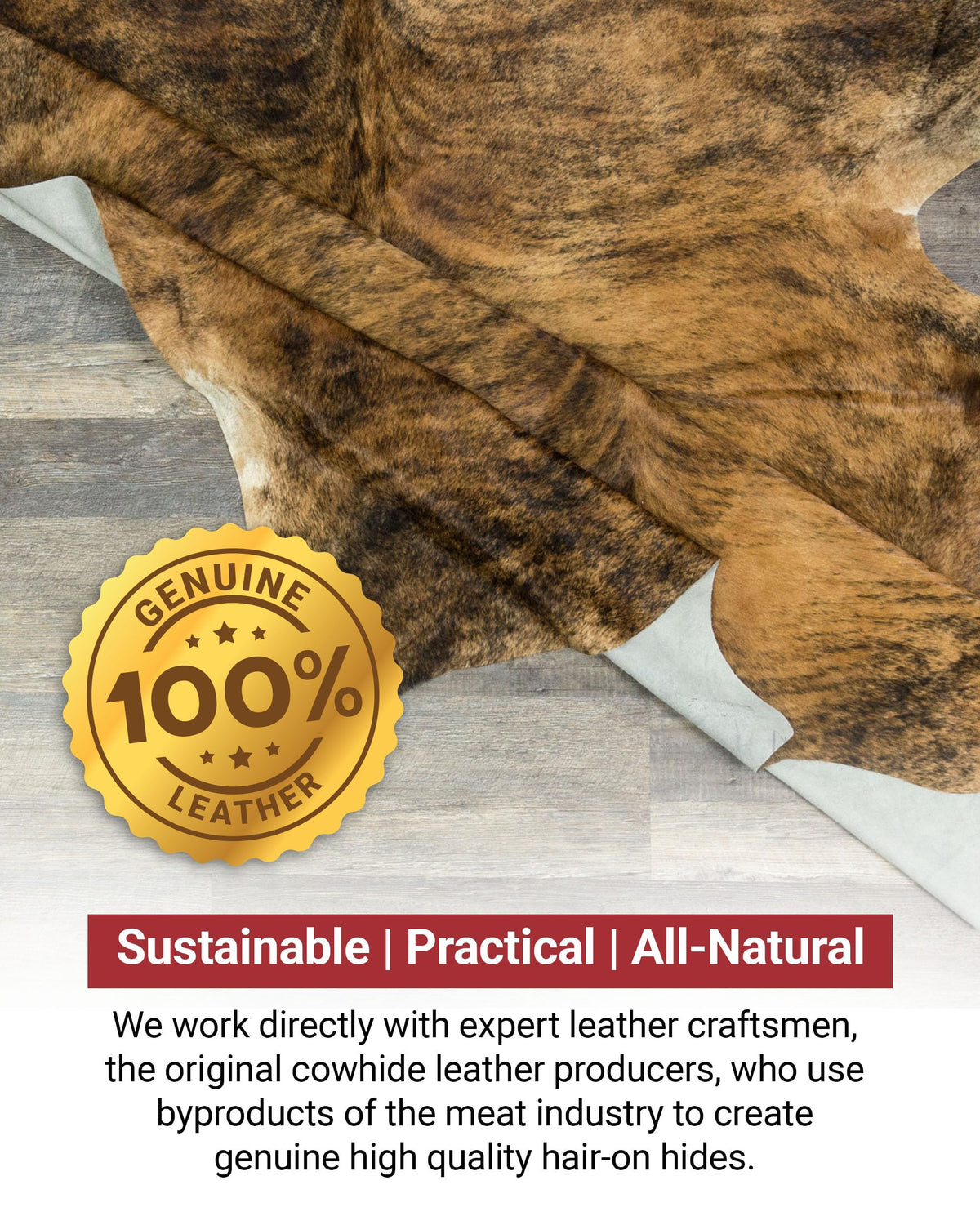 HIDES BAZAAR Brown Brindle Cowhide Rug 5x7 ft, Real Hair on Hide Area Rug