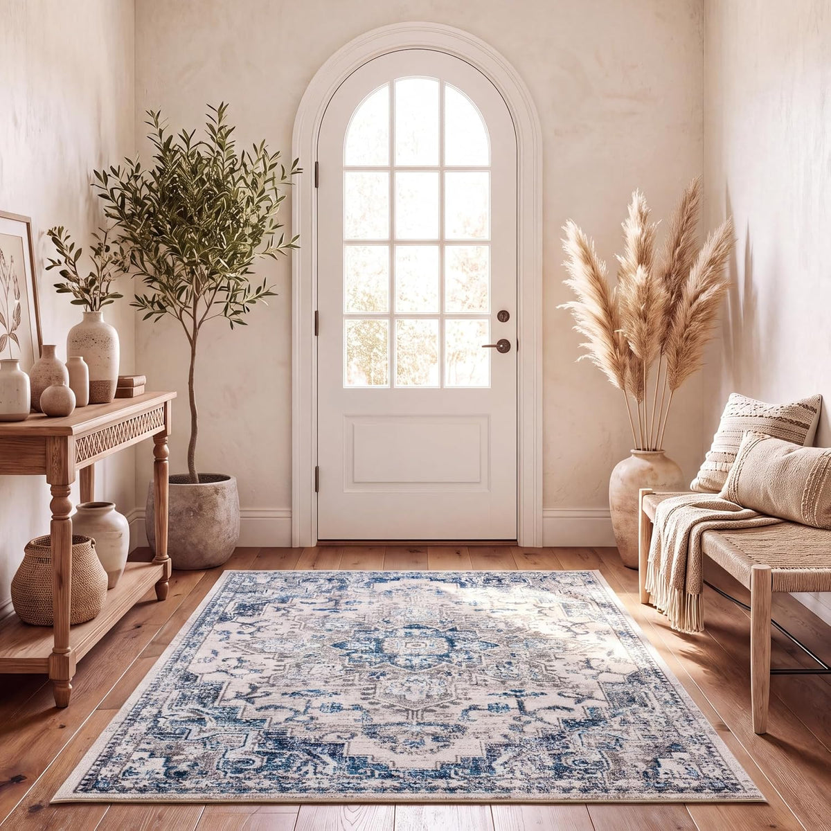 SAFAVIEH Madison Area Rug 8'x10', Traditional Ivory & Light Blue MAD473D