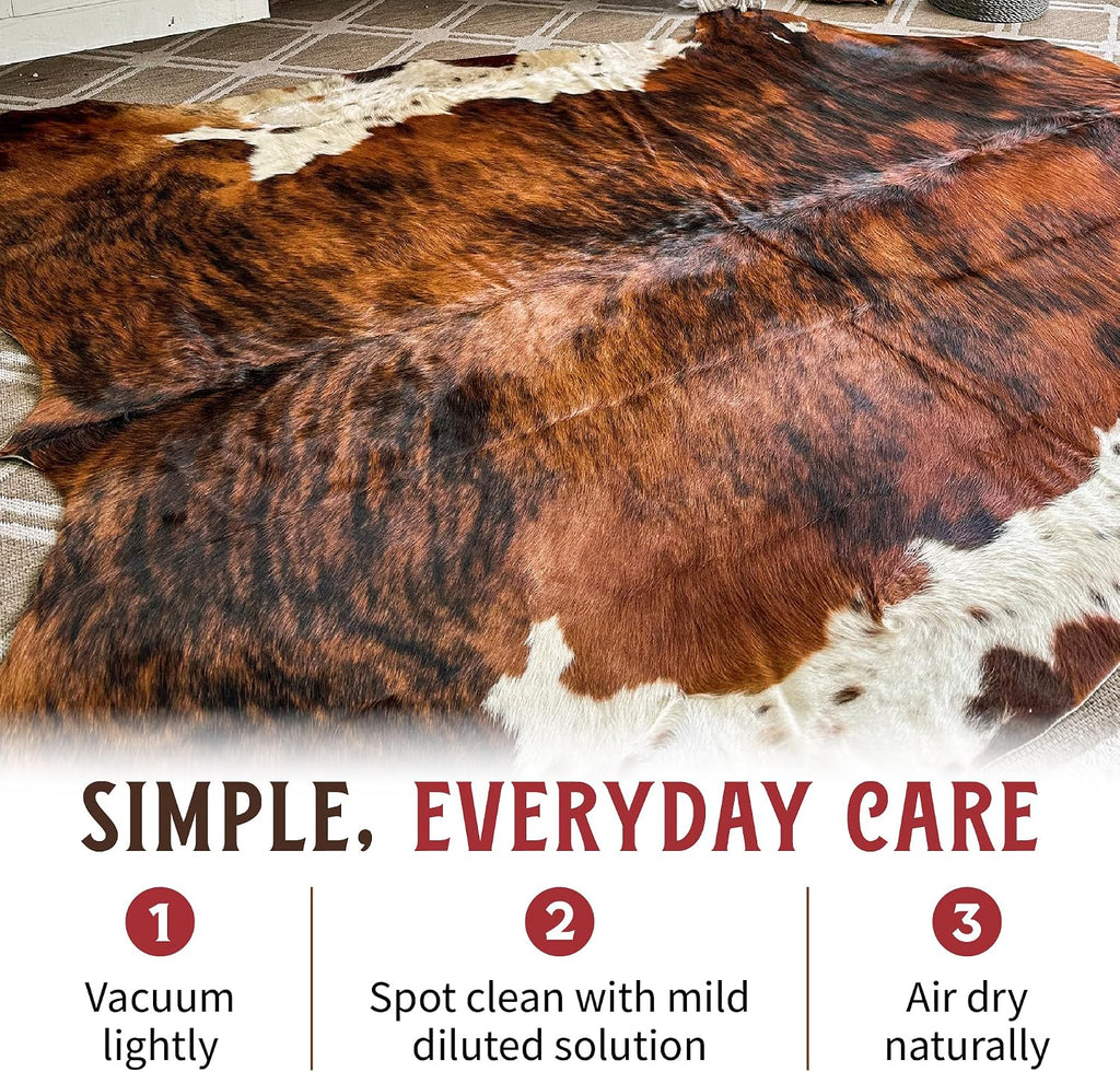 HIDES BAZAAR Brown Brindle Cowhide Rug 5x7 ft, Real Hair on Hide Area Rug